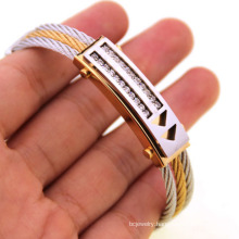 New Silver and Gold Jewelry Cross Great Wall Pattern Stainless Steel Jewelry Bracelet Wire Bangles